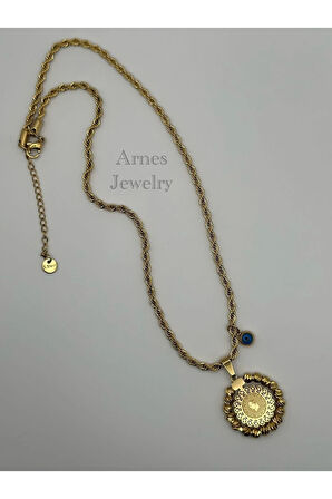 Çelik Dorikalı Çeyrekli Kolye