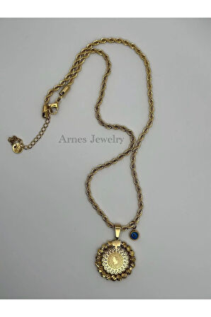 Çelik Dorikalı Çeyrekli Kolye