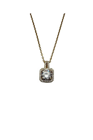 Çelik Zirkon Taşlı Kolye