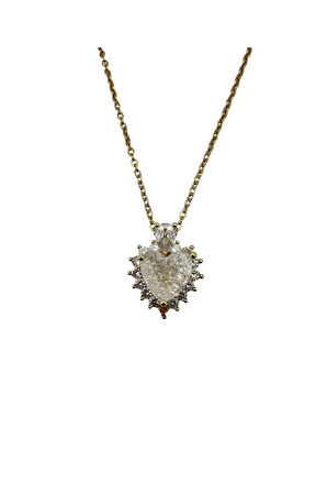 Çelik Zirkon Taşlı Kalpli Kolye