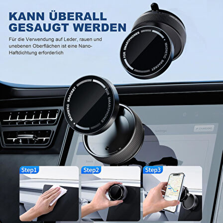 Trident A24 A25 A29 A54 A60 A80 Vakumlu Magsafe Destekli 360° Araç Telefon Tutucu K10A