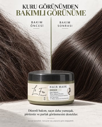 Le Feu Beauté Argan ve Amino Proteinli Saç Bakım Maskesi 300 ml - Kuru ve Yıpranmış Saçlar
