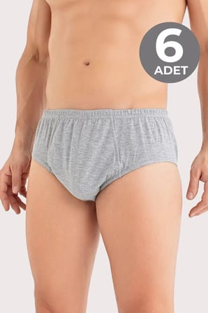 Özel Üretim Gri 6'lı Paket Erkek Külot %100 Pamuk Penye Slip Çamaşır Klasik Tarz Günlük Kullanım