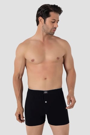 Erkek Renkli Düğmeli Boxer 3'lü Paket %100 Pamuklu Penye Normal Bel Günlük Çamaşır Rahat İç Giyim