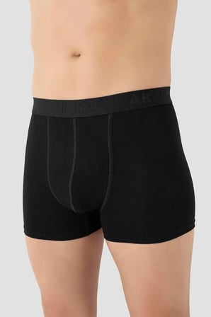 Özel Seri Erkek Siyah Bambu Boxer 3'lü Paket Giyim Ürün Pürüzsüz Doku Konforlu Alt