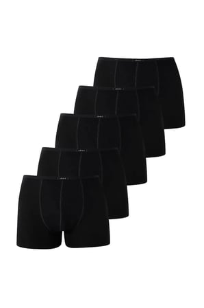 Erkek İnce Bel Lastikli Bambu Boxer Siyah 5'li Paket Botanik Giyim Günlük Çamaşır Modern Stil
