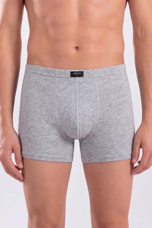 Delux Serisi Gri Erkek Boxer Düz 3'lü Paket Pamuklu Likralı Standart Alternatif Sezonsuz