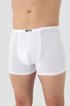Premium Erkek İnce Bel Lastikli Bambu Boxer Beyaz 5'li Paket Rahat Giyim Düz Tasarım Hediyelik