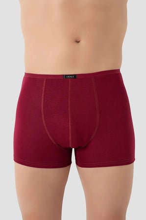Erkek İnce Bel Lastikli Bambu Boxer Bordo 5'li Paket Nefes Alabilen Tekstil Ürün Rahat İç Giyim