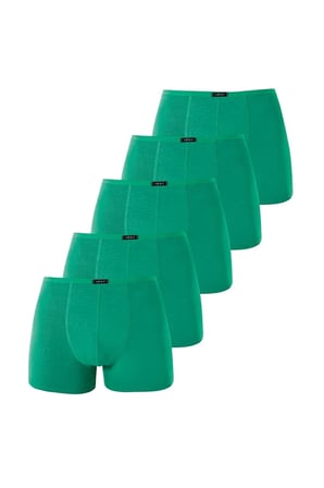 Premium Erkek İnce Bel Lastikli Bambu Boxer Yeşil 5'li Paket Günlük Giyim