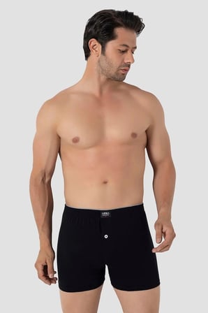 Premium 6'lı Paket Siyah Erkek Penye Havlu Bel Boxer %100 Pamuk Örme İç Giyim Lastikli