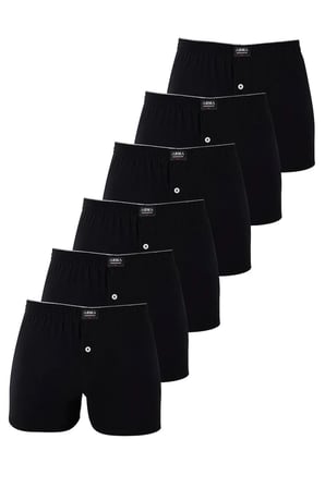 Premium 6'lı Paket Siyah Erkek Penye Havlu Bel Boxer %100 Pamuk Örme İç Giyim Lastikli