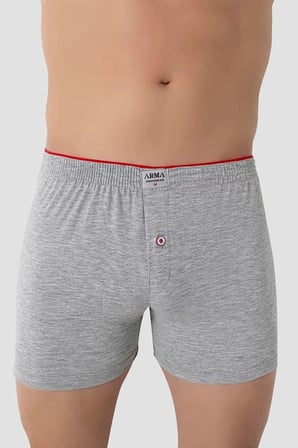 Delux Serisi 6'lı Paket Gri Erkek Penye Havlu Bel Boxer %100 Pamuk Ev Giyimi Pamuklu Giysi