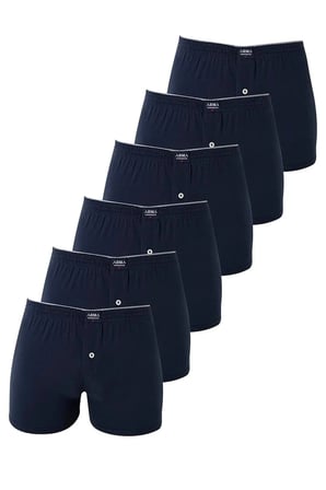Premium 6'lı Paket Lacivert Erkek Penye Havlu Bel Boxer %100 Pamuk Alışveriş Giyim Tekstil