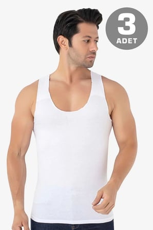 Premium Erkek İz Bırakmayan Dikişsiz Atlet Beyaz 3'lü Paket Alternatif Gömlek İçi İç Çamaşırı