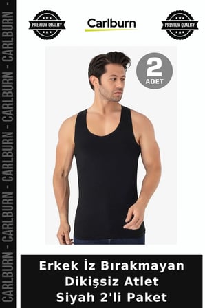 Özel Seri Erkek İz Bırakmayan Dikişsiz Atlet Siyah 2'li Paket Erkekler İçin Eş Spor