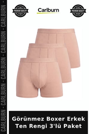 Özel Seri Görünmez Boxer Erkek Ten Rengi 3'lü Paket Pratik Kullanım Konforlu Model Rahat İçlik