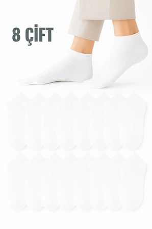 Erkek Pamuklu Extra Konforlu ve Yumuşak Patik Çorap Seti Beyaz 8 Çift Erkekler İçin Hediyelik Eşya