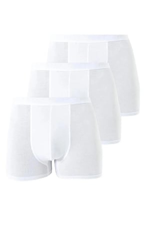 Delux Serisi Erkek Beyaz Bambu Boxer 3'lü Paket Günlük Giysi Esnek Çamaşır İç Giyim