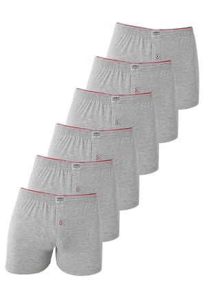 Delux Serisi 6'lı Paket Gri Erkek Penye Havlu Bel Boxer %100 Pamuk Ev Giyimi Pamuklu Giysi