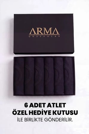 Premium Erkek Premium %100 Pamuk Siyah Atlet 6'lı Çeyiz Seti Damat Bohçası Penye İç Giyim Kutu Set