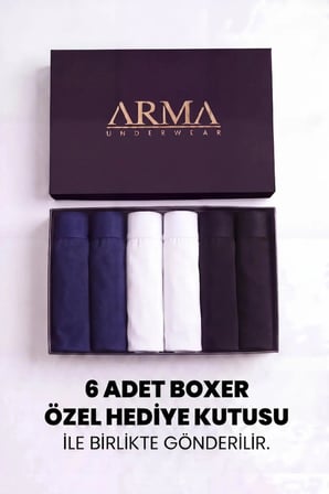 Premium Erkek Premium Bambu Renkli Boxer 6'lı Çoklu Paket Çeyiz Ürünü Rahat Kesim