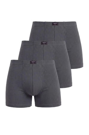 Premium Füme Erkek Boxer Düz 3'lü Paket Pamuklu Likralı Esnek Yapı Günlük Kullanım Temel Giyim