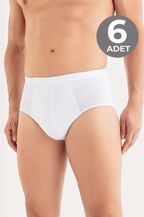 Özel Üretim Beyaz 6'lı Paket Erkek Külot %100 Pamuk Penye Hediye Düz Tasarım Slip Model