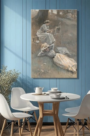 Şehzat Dikey Kanvas Tablo 20 x 30 cm Resim Yapan Kadın Vintage