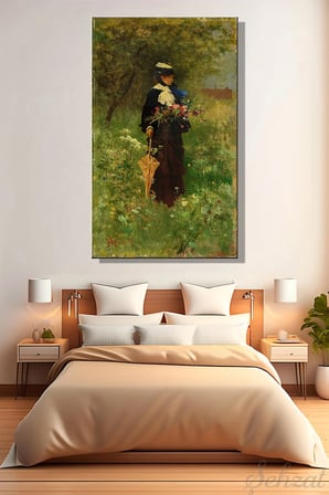 Şehzat Dikey Kanvas Tablo 20x30 cm Çiçekli Kadın Vintage