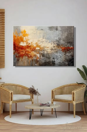 Yatay Tekli Kanvas Duvar Tablosu Modern Salon Mutfak Yatak Odası Ofis Soyut Yağlı Boya Efekt
