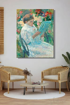 Duvar Tablosu Dikey Kanvas Tekli Salon Mutfak Yatak Odası Ofis Marry Cassatt - Balkonda