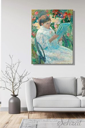 Duvar Tablosu Dikey Kanvas Tekli Salon Mutfak Yatak Odası Ofis Marry Cassatt - Balkonda