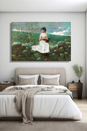 Tablo Yatay Kanvas Tekli Salon Mutfak Yatak Odası Ofis Winslow Homer - Şeftali Çiçekleri