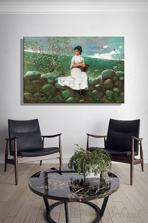 Tablo Yatay Kanvas Tekli Salon Mutfak Yatak Odası Ofis Winslow Homer - Şeftali Çiçekleri