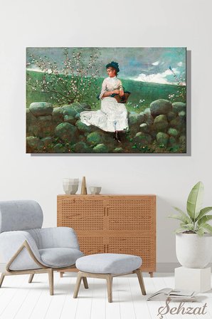 Tablo Yatay Kanvas Tekli Salon Mutfak Yatak Odası Ofis Winslow Homer - Şeftali Çiçekleri