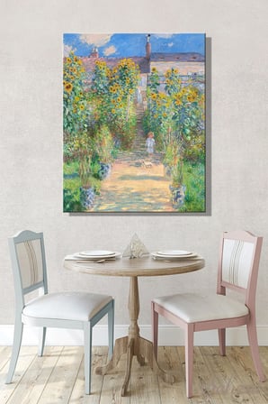 Kanvas Tablo Dikey Tekli Salon Mutfak Yatak Odası Claude Monet - Vétheuil'deki Sanatçının Bahçesi