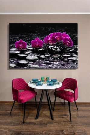 Yatay Tekli Kanvas Duvar Tablosu Modern Salon Mutfak Yatak Odası Ofis - SPA Zen Taşı Orkide
