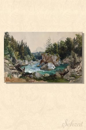 Şehzat Orman Nehir Manzaralı Kanvas Tablo 20x30 cm