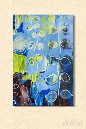 Şehzat Soyut Yaprak Dal Kanvas Tablo 20 x 30 cm