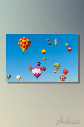 Yatay Tablo Tekli Kanvas Duvar Modern Salon Mutfak Yatak Odası Ofis Sıcak Hava Balonu Gökyüzü