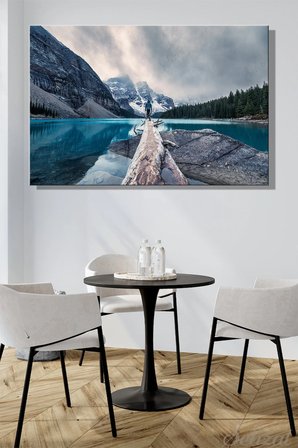Yatay Tablo Tekli Kanvas Duvar Modern Salon Mutfak Yatak Odası Ofis Kanada Göl Gezgin Seyahat