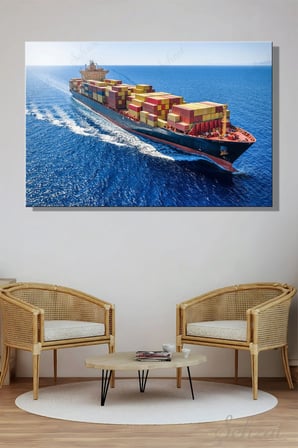 Şehzat Kanvas Tablo 40 x 60 cm Okyanus Konteyner Gemi