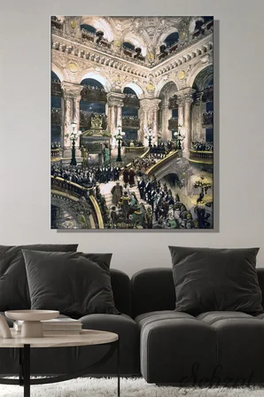 Kanvas Duvar Tablosu Dikey Tekli Salon Mutfak Yatak Odası Ofis Paris Opera Binasi Mimari Sanat