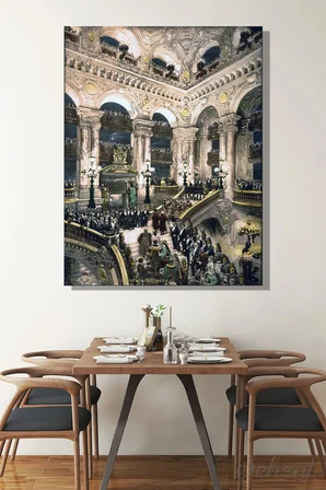 Kanvas Duvar Tablosu Dikey Tekli Salon Mutfak Yatak Odası Ofis Paris Opera Binasi Mimari Sanat