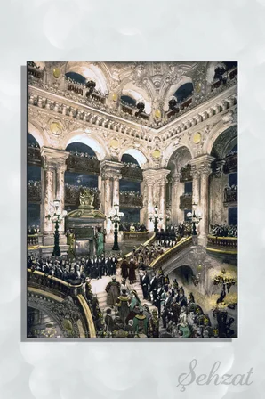 Kanvas Duvar Tablosu Dikey Tekli Salon Mutfak Yatak Odası Ofis Paris Opera Binasi Mimari Sanat