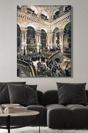 Kanvas Duvar Tablosu Dikey Tekli Salon Mutfak Yatak Odası Ofis Paris Opera Binasi Mimari Sanat