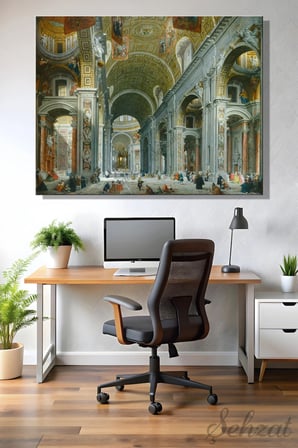 Duvar Tablosu Yatay Kanvas Tekli Salon Mutfak Yatak Odası Ofis Giovanni Paola Panini Kilise