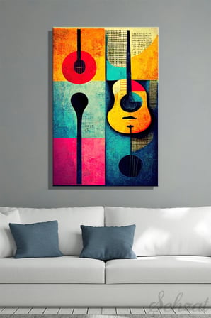 Şehzat Kanvas Tablo Müzik Gitar Nota 20 x 30 cm