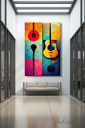 Şehzat Kanvas Tablo Müzik Gitar Nota 20 x 30 cm